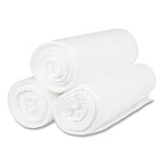 High-Density Commercial Can Liners, 60 gal, 22 mic, 38" x 60", Clear, 25 Bags/Roll, 6 Interleaved Rolls/Carton