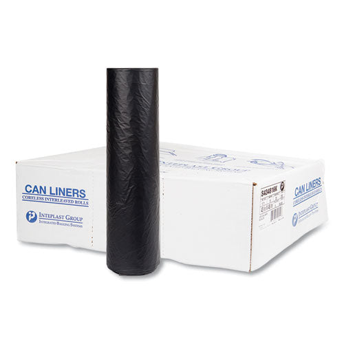 High-Density Commercial Can Liners, 60 gal, 16 mic, 43" x 48", Black, 25 Bags/Roll, 8 Interleaved Rolls/Carton