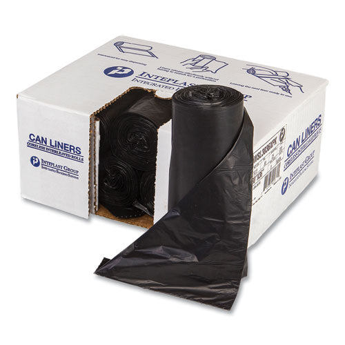 Low-Density Commercial Can Liners, Coreless Interleaved Roll, 30 gal, 0.9 mil, 30" x 36", Black, 25 Bags/Roll, 8 Rolls/Carton