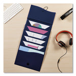 Slide and View Expanding File, 6 Sections, Hook/Loop Closure, Letter Size, Navy Blue