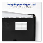 Expanding File Folder Organizer, 7 Sections, Hook/Loop Closure, Letter Size, Black