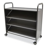 Gratnells Callero Plus Tilted Shelf Trolley, Metal, 3 Tilted Shelves, 1 Flat Shelf, 40.6" x 17.3" x 41.5", Silver