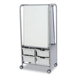 Callero MakerHub Trolley Set 01, Metal, (2) Magnetic Whiteboards, (4) F2 Deep Bins, 27.4" x 17.3" x 56.3", Silver/Light Gray