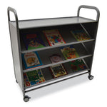 Gratnells Callero Plus Tilted Shelf Trolley, Metal, 3 Tilted Shelves, 1 Flat Shelf, 40.6" x 17.3" x 41.5", Silver