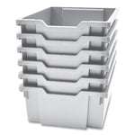 F2 Deep Trays for Gratnells Storage Frames and Trolleys, 1 Section, 3.57 gal, 12.28" x 16.81" x 6.25", Light Gray, 6/Pack