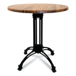 Topalit Tables, Round, 36" dia x 29"h, Teak Top, Black Iron Base/Legs