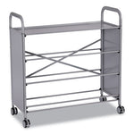 Callero Plus Treble Column Trolley Set 03, Metal, 1 Shelf, 24 F1 Shallow Bins, 40.6" x 17.3" x 41.5", Silver/Royal Blue