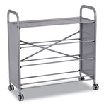 Callero Tilted Tray Trolley Set 01, Metal, 1 Shelf, 9 F2 Deep Bins, 40.6" x 17.3" x 41.5", Silver/Light Gray