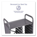 Callero Tilted Tray Trolley Set 01, Metal, 1 Shelf, 9 F2 Deep Bins, 40.6" x 17.3" x 41.5", Silver/Translucent Frost