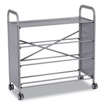 Callero Tilted Tray Trolley Set 01, Metal, 1 Shelf, 9 F2 Deep Bins, 40.6" x 17.3" x 41.5", Silver/Translucent Frost