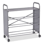 Callero Tilted Tray Trolley Set 01, Metal, 1 Shelf, 9 F2 Deep Bins, 40.6" x 17.3" x 41.5", Silver/Royal Blue