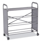 Callero Tilted Tray Trolley Set 01, Metal, 1 Shelf, 9 F2 Deep Bins, 40.6" x 17.3" x 41.5", Silver/Grass Green