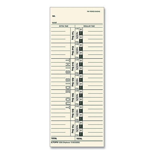 Time Clock Cards, Replacement for 10-800292, One Side, 3.5 x 9, 500/Box