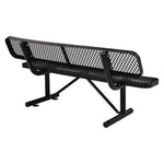 Expanded Steel Bench With Back, 72 x 24 x 33, Black