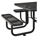 Expanded Steel Picnic Table, Square, 81 x 81 x 29.5, Black Top, Black Base/Legs