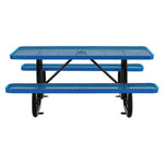 Expanded Steel Picnic Table, Rectangular, 72 x 62 x 29.5, Blue Top, Blue Base/Legs