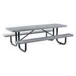 Expanded Steel Picnic Table, Rectangular, 96 x 62 x 29.5, Gray Top, Gray Base/Legs