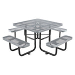 Expanded Steel Picnic Table, Square, 81 x 81 x 29.5, Gray Top, Gray Base/Legs