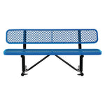 Expanded Steel Bench With Back, 72 x 24 x 33, Blue