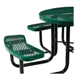 Expanded Steel Picnic Table, Round, 46" Dia x 29.5"h, Green Top, Green Base/Legs