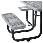 Expanded Steel Picnic Table, Square, 81 x 81 x 29.5, Gray Top, Gray Base/Legs