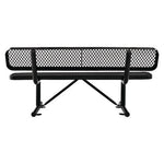 Expanded Steel Bench With Back, 72 x 24 x 33, Black