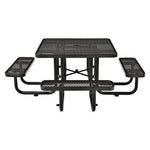 Expanded Steel Picnic Table, Square, 81 x 81 x 29.5, Black Top, Black Base/Legs