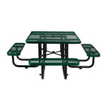 Expanded Steel Picnic Table, Square, 81 x 81 x 29.5, Green Top, Green Base/Legs