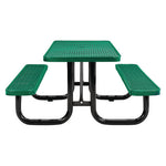 Expanded Steel Picnic Table, Rectangular, 72 x 62 x 29.5, Green Top, Green Base/Legs