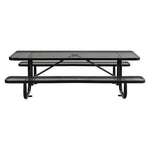 Expanded Steel Picnic Table, Rectangular, 96 x 62 x 29.5, Black Top, Black Base/Legs