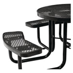 Expanded Steel Picnic Table, Round, 46" Dia x 29.5"h, Black Top, Black Base/Legs