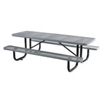 Expanded Steel Picnic Table, Rectangular, 96 x 62 x 29.5, Gray Top, Gray Base/Legs