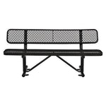 Expanded Steel Bench With Back, 72 x 24 x 33, Black