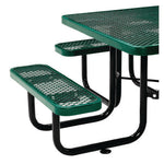 Expanded Steel Picnic Table, Square, 81 x 81 x 29.5, Green Top, Green Base/Legs