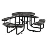 Expanded Steel Picnic Table, Round, 46" Dia x 29.5"h, Black Top, Black Base/Legs