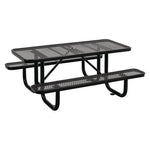 Expanded Steel Picnic Table, Rectangular, 72 x 62 x 29.5, Black Top, Black Base/Legs