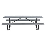 Expanded Steel Picnic Table, Rectangular, 96 x 62 x 29.5, Gray Top, Gray Base/Legs