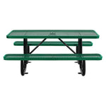 Expanded Steel Picnic Table, Rectangular, 72 x 62 x 29.5, Green Top, Green Base/Legs