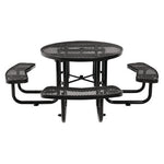 Expanded Steel Picnic Table, Round, 46" Dia x 29.5"h, Black Top, Black Base/Legs