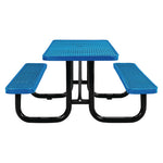 Expanded Steel Picnic Table, Rectangular, 72 x 62 x 29.5, Blue Top, Blue Base/Legs