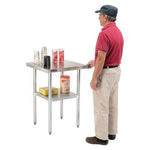 Work Table with Undershelf, Square, 24 x 24 x 35, Silver Top, Silver Base/Legs