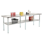 Work Table with Undershelf, Rectangular, 96 x 30 x 35, Silver Top, Silver Base/Legs