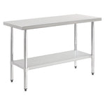 Work Table with Undershelf, Rectangular, 72 x 30 x 35, Silver Top, Silver Base/Legs