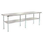 Work Table with Undershelf, Rectangular, 96 x 30 x 35, Silver Top, Silver Base/Legs