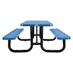 Perforated Steel Picnic Table, Rectangular, 72 x 62 x 29.5, Blue Top, Blue Base/Legs
