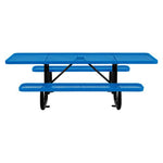 ADA Compliant Expanded Steel Picnic Table, Rectangular, 96 x 60 x 29.5, Blue Top and Base