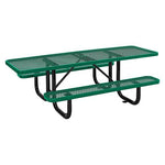 ADA Compliant Expanded Steel Picnic Table, Rectangular, 96 x 60 x 21.5, Green Top and Base