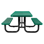 ADA Compliant Expanded Steel Picnic Table, Rectangular, 96 x 60 x 21.5, Green Top and Base