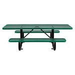 ADA Compliant Expanded Steel Picnic Table, Rectangular, 96 x 60 x 21.5, Green Top and Base