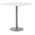 Pedestal Bistro Table with Four Espresso Jive Series Barstools, Square, 36 x 36 x41, Designer White